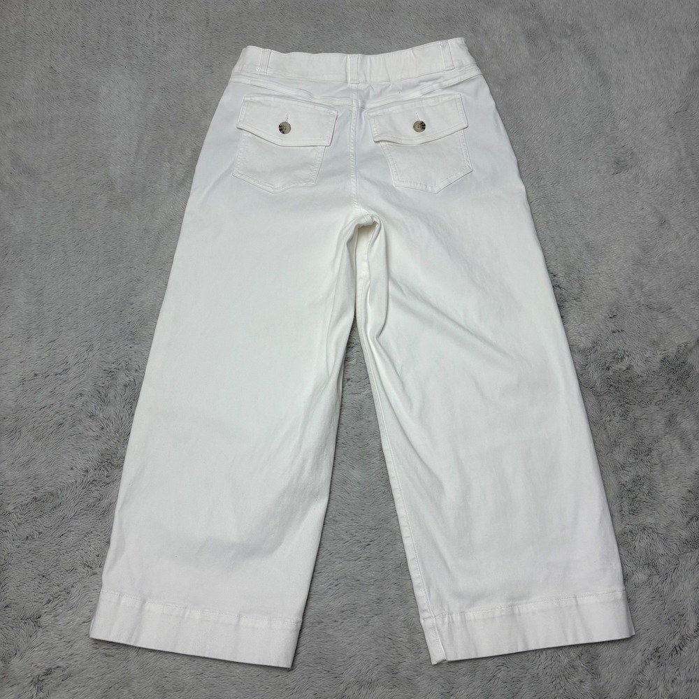 Spanx Stretch Twill Cropped Wide Leg Pants White Sz‎ L Vacation Resort Travel - Picture 9 of 9